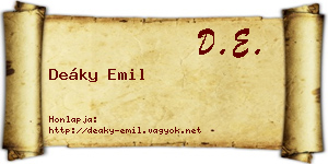 Deáky Emil névjegykártya